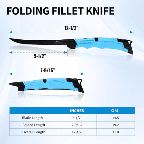 Mossy Oak 5.5'' Folding Fillet Knife - Sharp Portable Fish Skinning Tool