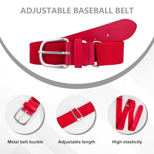 Baseball Socks and Belt Combo Set - Red, Medium Size