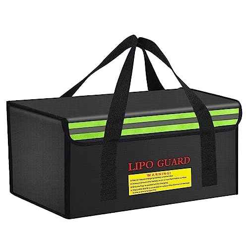 450 * 250 * 250mm Ebike Battery Safe Bag Fireproof Charging Lipo Bag Large Capatity for Lipo Battery Pack Storage Charging Transport, Home Office Travel Fireproof Safe Storage Pouch