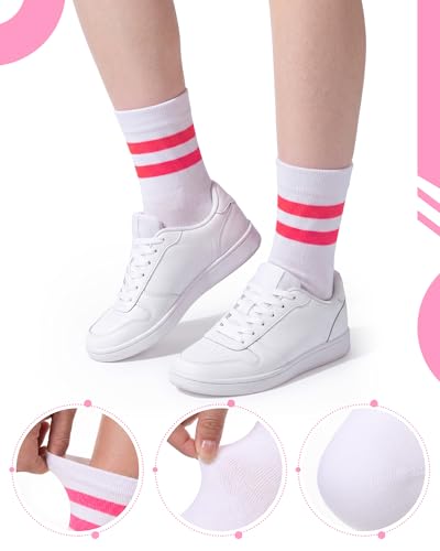 Unisex Athletic Crew Stripe Socks - Deep Pink