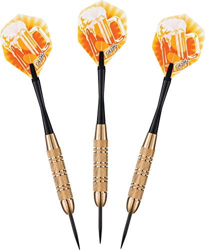 Steel Tip Darts Set with Amber Plated Barrels - 17g
