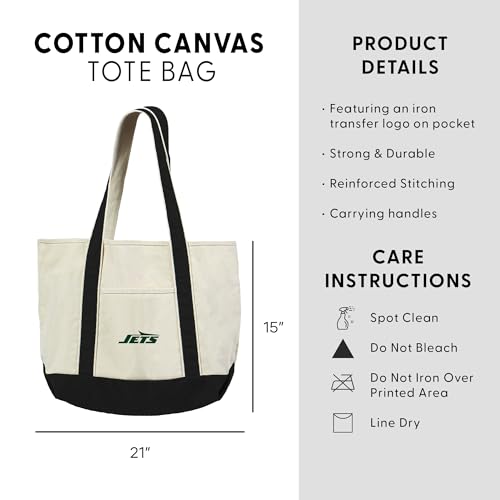 Canvas Tote Bag - New York Jets - 15" x 21" - Beige