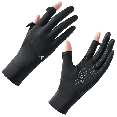 UV Protection Full Finger Gloves for Women - Black