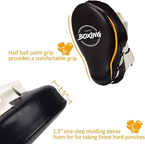 Valleycomfy Curved Boxing Punch Mitts for Men Women Black White