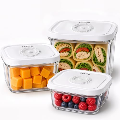 FEPPO 3-Piece Vacuum Sealer Containers Set for Food Storage