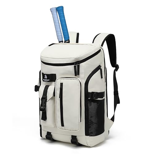 JYColofex Almond White Tennis & Travel Backpack with Shoe Compartment & Waterproof 15.6-inch Laptop