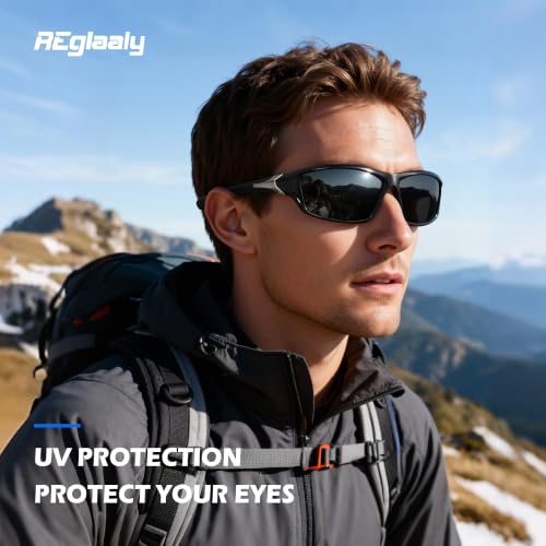 Polarized Sports Sunglasses for Men - Black Frame/Grey Lens