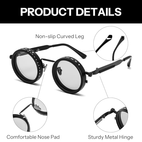 Adjustable Polarized Round Sunglasses for Men - UV400 TAC Lens