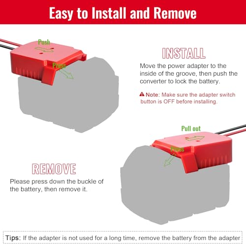 1 Pack Power Wheel Adapter Compatible with Milwaukee 18V Battery Adapter Power Wheel Battery Converter Kit with Fuse & Switch & Wire Terminals & 12 AWG Wire for DIY RC Car Toys Robotics