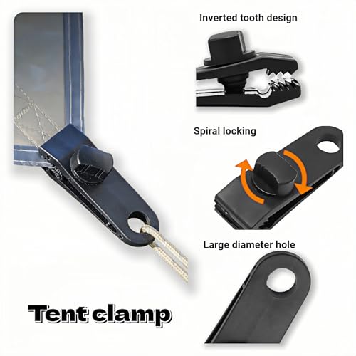 Heavy Duty Windproof Tent Clips - 5-Pack Tarp & Canopy Rope Clamps