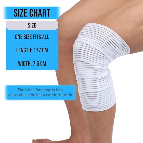 Extra Long Elastic Knee Wrap Compression Support Bandage - White