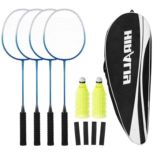 4 Player Badminton Racket Set with 12 Birdies & Carrying Bag