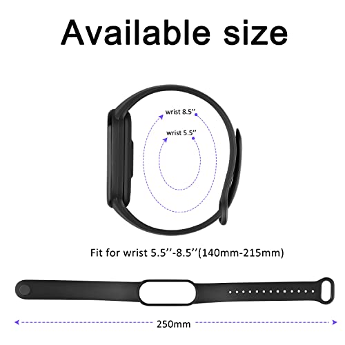 Sport Bands for Mi Band 5 & 6 - Soft Silicone Replacement Straps - Black