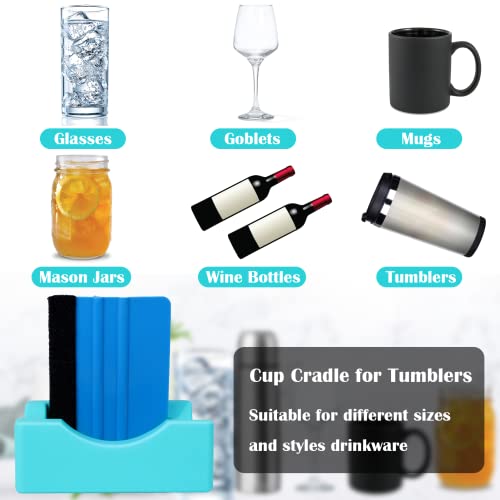 Silicone Cup Cradle for Tumblers with Squeegee - Navy Blue