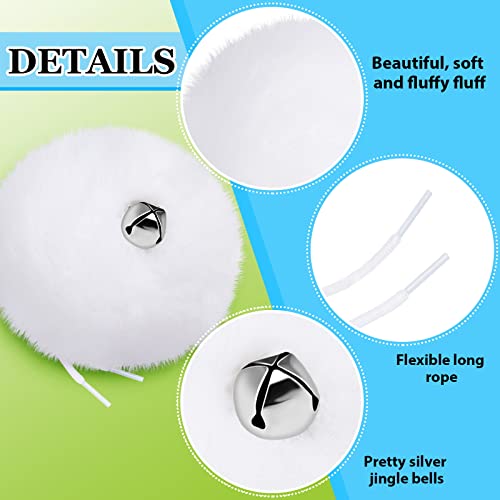 Roller Skate Pom Poms with Bells - 8 cm White Fluffy Balls