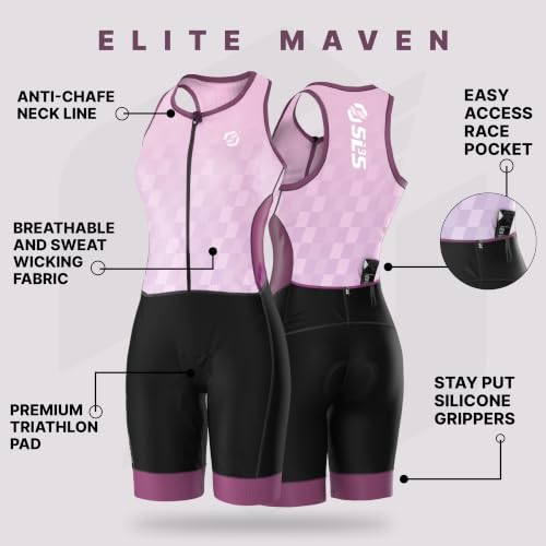 Women's Sleeveless Triathlon Suit - Quick-Dry Compression Trisuit with Pockets