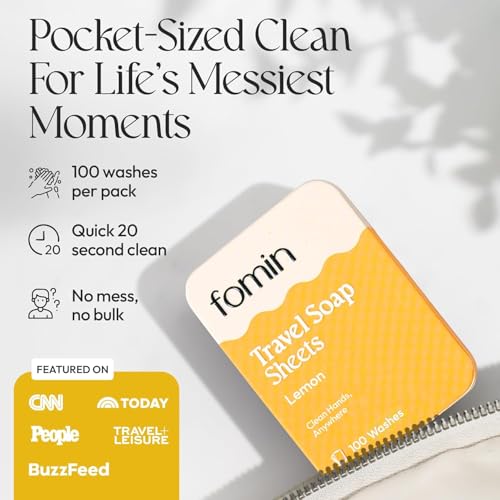 FOMIN Paper Soap Sheets Variety Pack (Lemon, Orange, Lavender) 300 Sheets - Travel Foaming Hand Soap