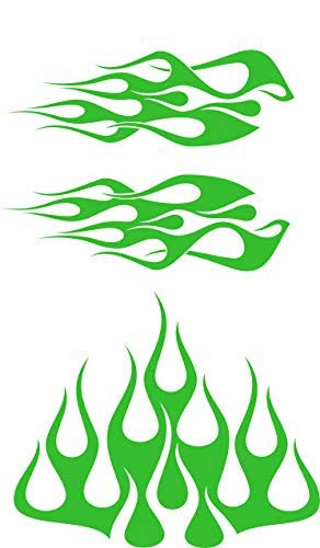 Multi-Color Flame Decal Kit for Golf Cart & UTV - Small - Green