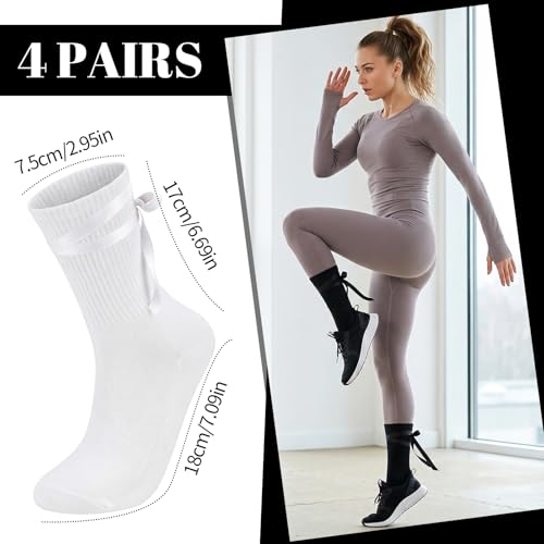 Non-Slip Ballet Barre Socks for Women - 4 Pair Set