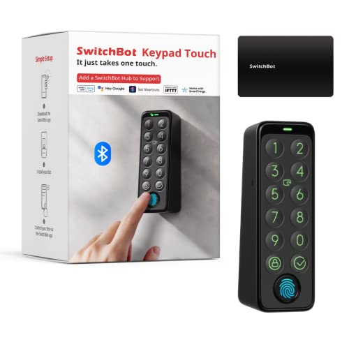 SwitchBot Smart Keypad Touch for SwitchBot Lock, Fingerprint Keyless Home Entry, IP65 Waterproof, Supports Virtual Passwords for Home Security(Only Works for SwicthBot)