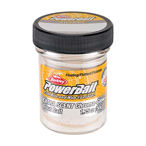 PowerBait Glitter Chroma-Glow Floating Fishing Dough - Mallow Glow Red
