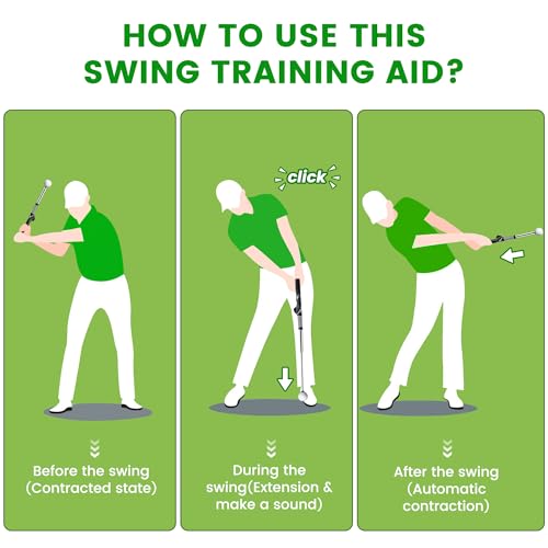 Black Seticek Retractable Golf Swing Trainer with Arm Band for Right-Handed Golfers