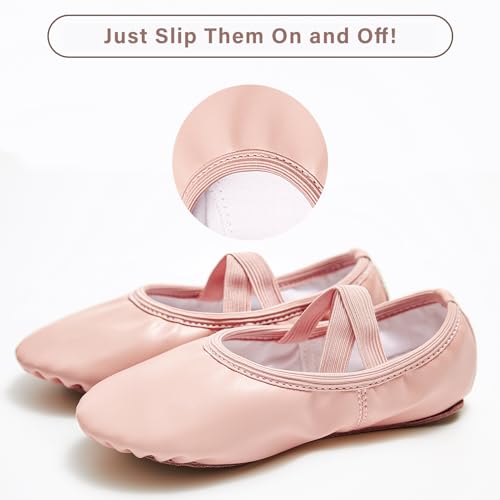 Ballet Shoes for Girls - Soft Leather Dance Slippers, 9 Toddler/Ballet Pink
