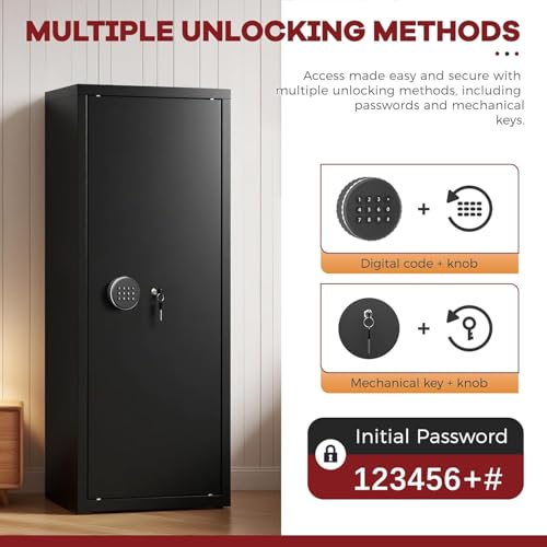 Gun Safe with Keyboard - Quick Access Rifle Safe for 10-15 Rifles - Black