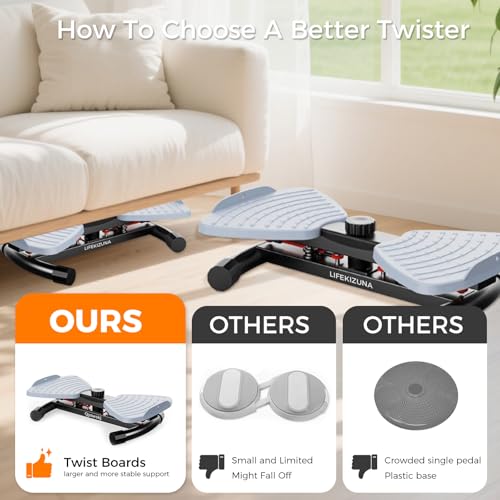 Ab Twister Board - 350 lbs Capacity, Ultra-Quiet Home Gym - Black