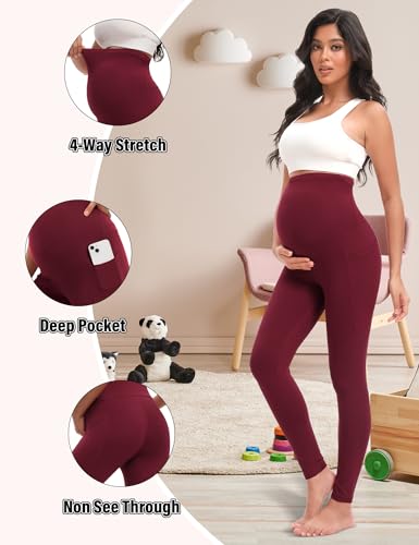 Siimcuzy 3 Pack Maternity Leggings for Women Comfortable Pregnancy Pants