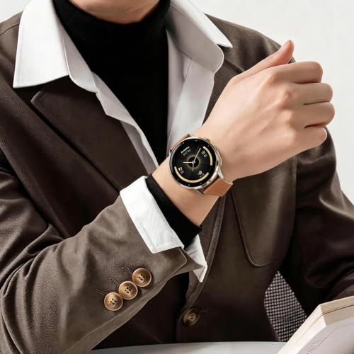 Brown Slim Leather Watch Band 18mm Quick Release Compatible with Garmin Venu 3S 4 2S Vivoactive 4S Vivomove 3S Forerunner 265S 255S