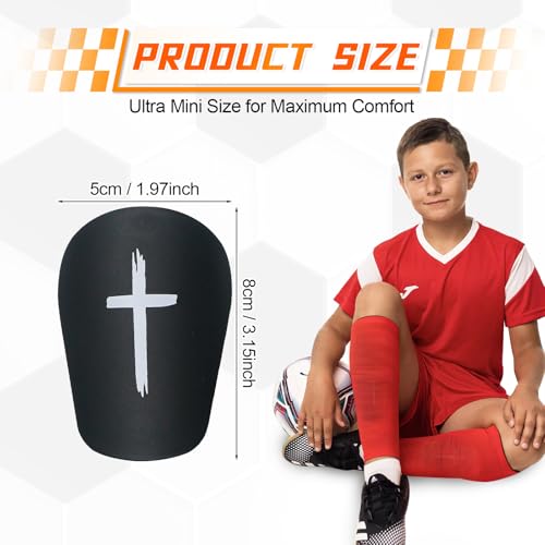 Mini Soccer Shin Guards - Ultra Lightweight 3.15" x 1.97" - 2 Pairs for Kids & Adults