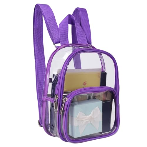 Clear Mini Backpack for Stadium Events - Purple PVC - 7.5x2.8x9