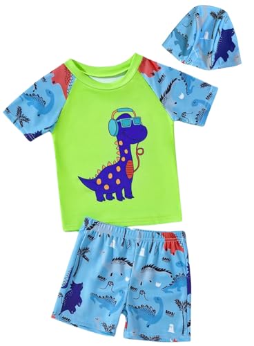 Toddler Boys Dinosaur Rashguard Swimsuit Set - 4-5T Green