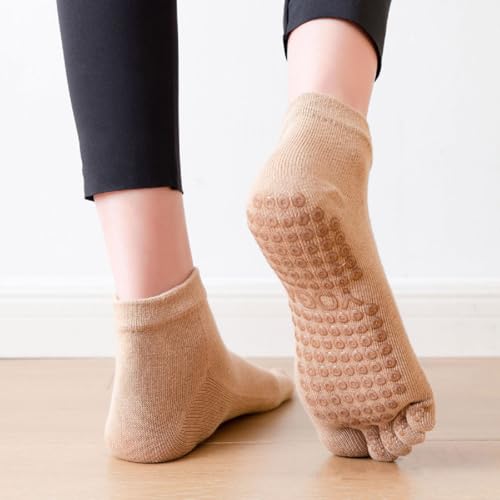 Non-Slip Five Toe Socks for Yoga & Pilates - Combed Cotton - Light Green