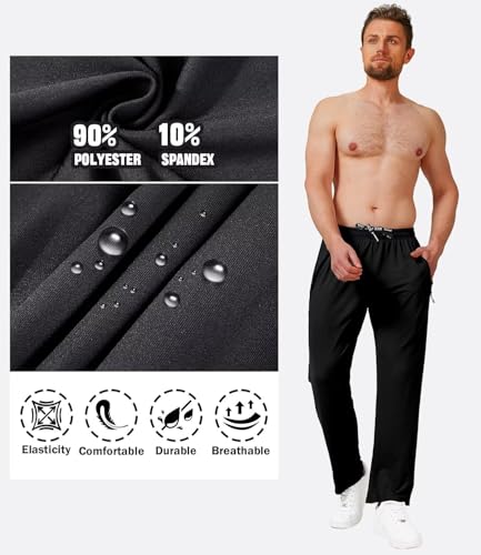 Lomsoe 3-Pack Men's Athletic Workout Pants X-Large Black Grey Light Grey
