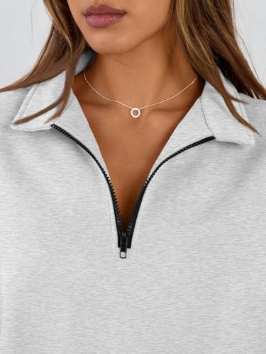 Women's Oversized Half-Zip Fleece Sweatshirt - Medium Grey
