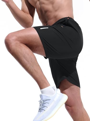 Men's Athletic Shorts - Quick Dry Running Shorts 7 Inch - Black
