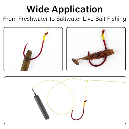 Offset Octopus Fishing Hooks - 100 Pack, Red #2 for Freshwater & Saltwater