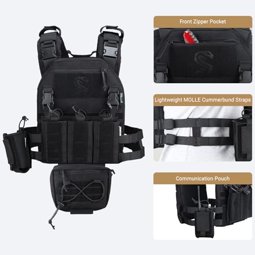Tactical Airsoft Vest for Men - Molle Modular Design, 1000D Nylon