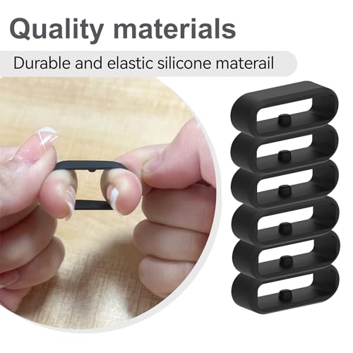 Silicone Band Keeper Rings for Smart Bands - Black - 6 Pack