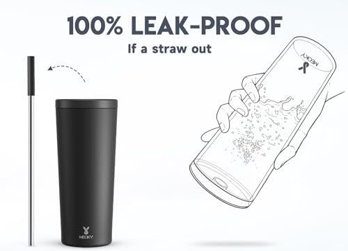 Meoky Night 24 oz Insulated Stainless Steel Tumbler with Lid & Straw, Keeps Cold 24H, Leak-Proof, Fits Car Cup Holder