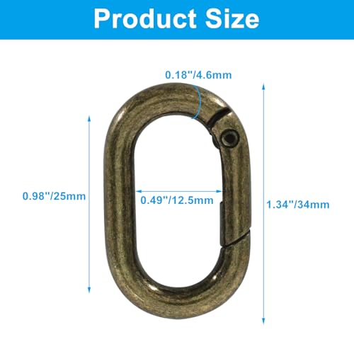 Oval Carabiner Clip - Bronze - Compact Metal Design
