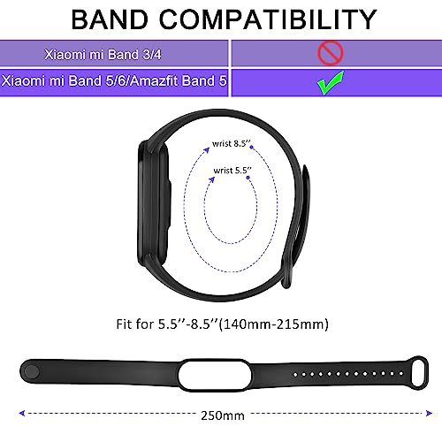 Amazfit Band 5 Replacement Strap - Soft Silicone Sport Band - Black
