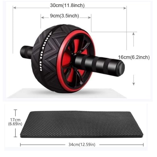 Ab Roller Wheel and Knee Mat for Core Strength Training - Black