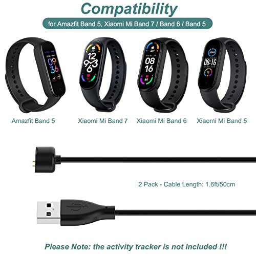 2-Pack Charger for Amazfit Band 5 & Xiaomi Mi Band 7/6/5 - 1.6ft