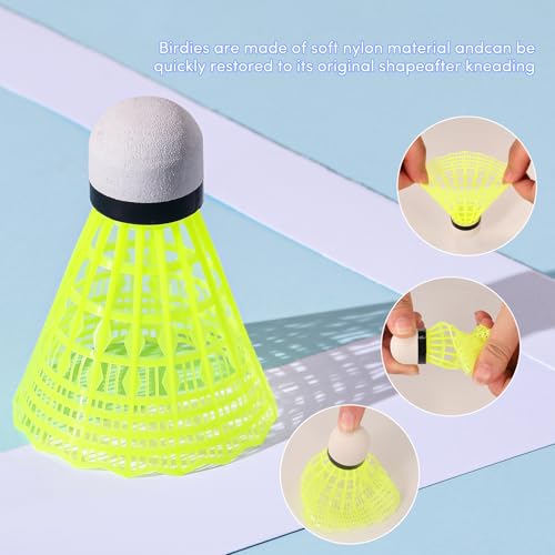 12 Pack Nylon Badminton Shuttlecocks - Durable & Stable Birdies