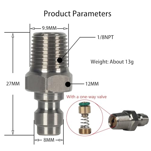 1/8 NPT Male Thread Quick-Disconnect Plug Adapter - Stainless Steel
