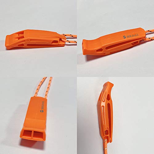 Emergency Safety Whistle with Lanyard - Loud Pea-Less Whistles, Orange - 3 Pack