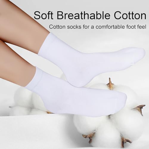 Kids Crew Socks - 4 Pack Soft Cotton Seamless Toe - Medium White